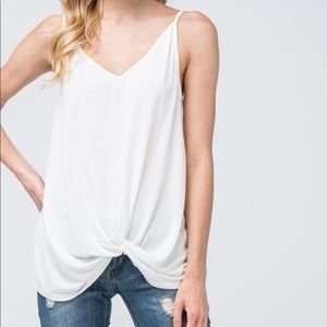 White knotted tank cami